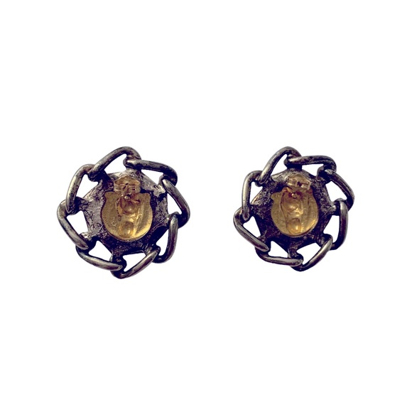 Vintage Statement Lion Head Pierced Earrings - Picture 6 of 7